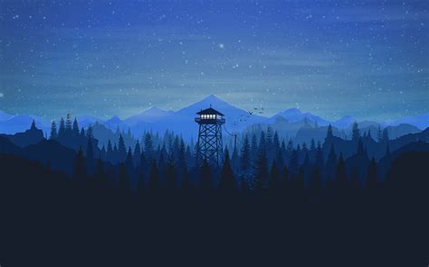 3840x1080px Free Download Hd Wallpaper Firewatch Forest Night