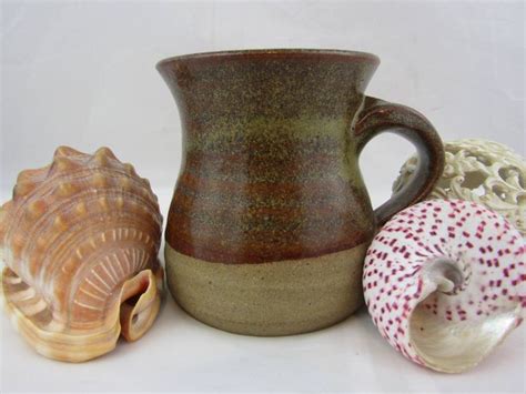 Studio Pottery Mug Coffee Mug In Rust Red And Yellow Glazes Etsy Uk