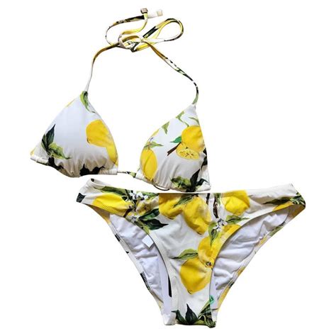 New Dolce And Gabbana Lemon Print White Yellow Bikini Sexiezpix Web Porn