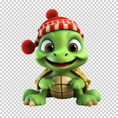 Premium Psd Cute Funny Turtle Wearing Santa Hat For Christmas