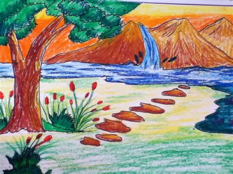 Beautiful Scenery Drawing For Kids In Simple Steps Youtube