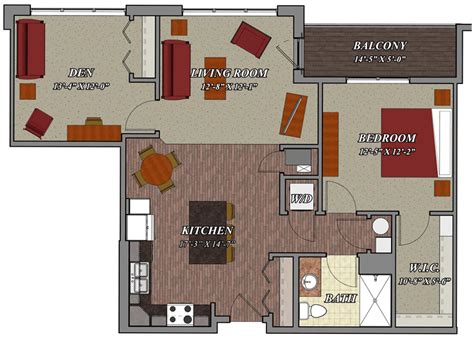 1 Bedroom 1 Bathroom Den Style C2 Lilly Preserve Apartments