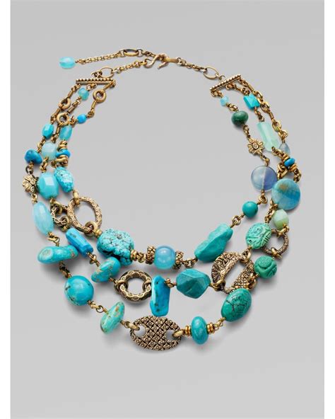 Stephen Dweck Turquoise And Chalcedony Multi Strand Necklace In Blue Lyst