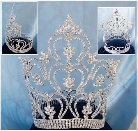 Beauty Pageant Silver Contoured Full Crown Tiara Crowndesigners