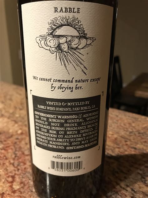 Rabble Wine Back Label Wine Packaging Wine Bottle