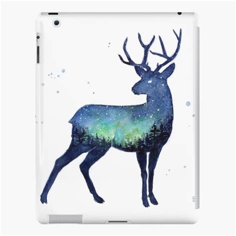 Galaxy Reindeer Silhouette With Northern Lights Ipad Case And Skin For
