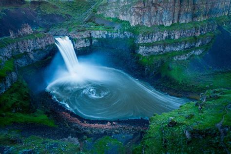 The Waterfall And The Canyon Walls After Dusk At The Palouse Falls