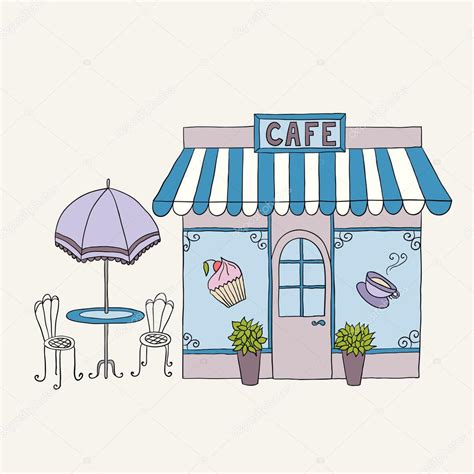 Cartoon Vector Illustration Of Street Cafe — Stock Vector © Vip2807