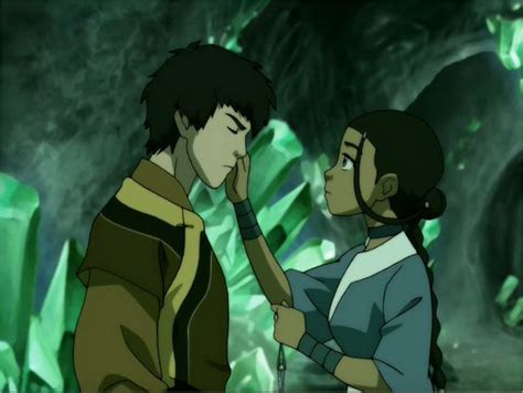 Prince Zuko And Katara With Katara Touching His Burned Scar Of His Face In The Crystal Catacombs