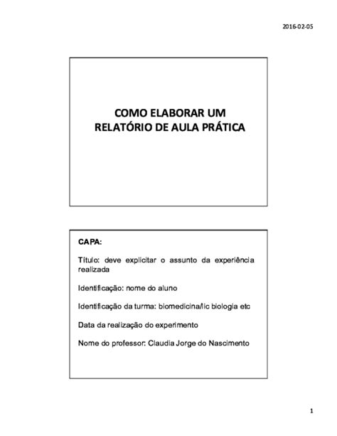 Pdf Como Elaborar Um RelatÓrio De Aula PrÁtica Mirelly Gonçalves