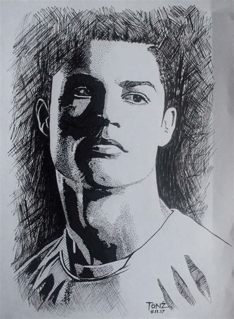 Cristiano Ronaldo Pencil Sketch Portrait Sketches Drawings Ronaldo