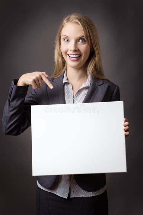 Business Woman Holding Sign Stock Image Image Of Female Caucasian 67828703