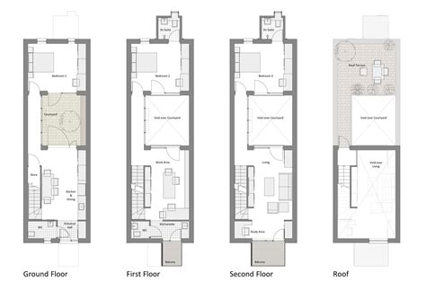 Narrow Row House Floor Plans In 2020 Narrow House Designs Narrow