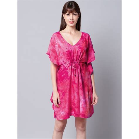 buy erotissch women pink tie and dye printed beachwear cover up dress online