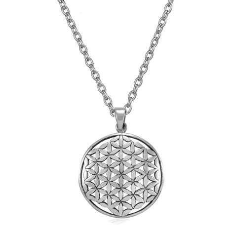 Buy Silver Plated Flower Of Life Pendant Necklace Om