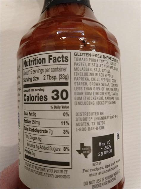 Stubbs Bbq Sauce Nutrition Facts Besto Blog