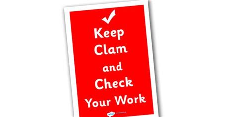 Keep Clam And Check Your Work Poster Large Check Yourwork Poster