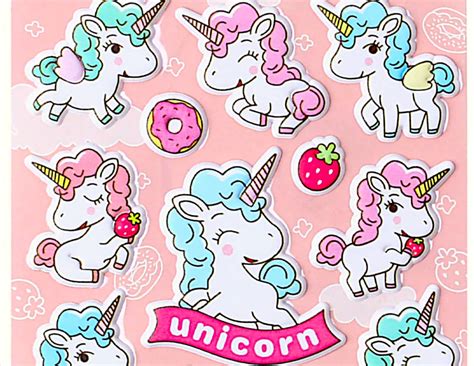3d Kawaii Unicorn Stickers Verjaardag Cute Unicorn Meisje Etsy