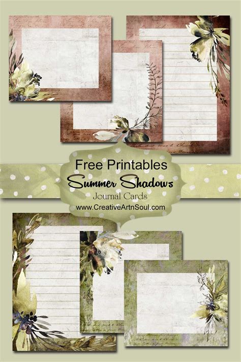 Summer Shadows Free Printable Journal Cards Creative Artnsoul