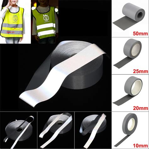 Safety Bright Silver Reflective Tape Polyester Fabric Sew On Clothes