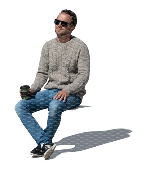 Cut Out Man Sitting In The Sun And Drinking Coffee Vishopper