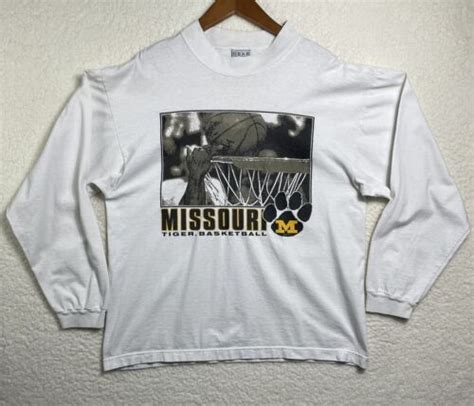 Vintage 80s Missouri Tigers Mizzou T Shirt Large Basketball Long Sleeve Crewneck Ebay