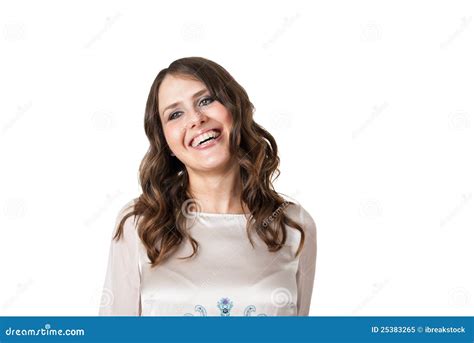 Pretty Brunette Laughing Stock Image Image Of Happy 25383265