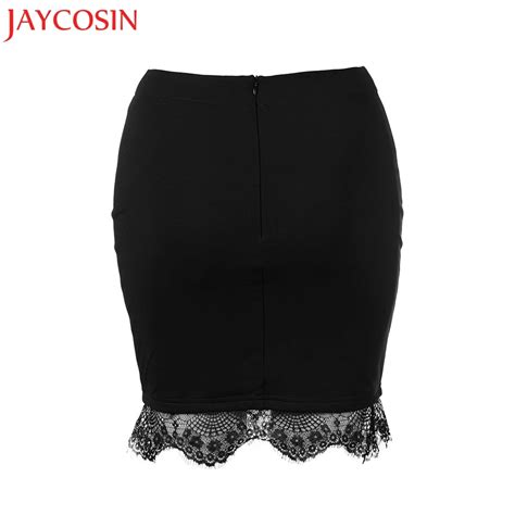 Jaycosin 2017 Women High Waist Mini Short Skirt Hem Lace Stitching Skirt Pencil Skirt Y7629