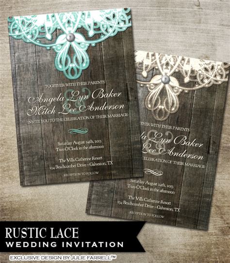 Rustic Lace Wedding Invitation And Rsvp Etc Digital Etsy