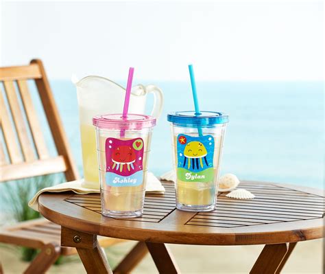 Tumblers With Straws And Sea Creatures Personalized For Ki Flickr