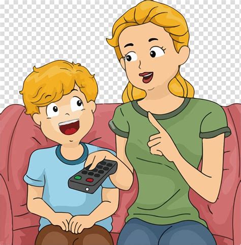 Mother Child Cartoon Children Watching Tv Reminder