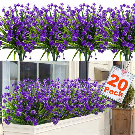 20 Bundles Artificial Fall Flowers For Outdoor Decoration