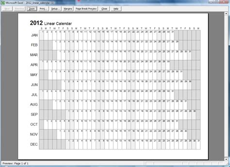 Printable Linear Calendar Excel Calendar Template Excel Calendar