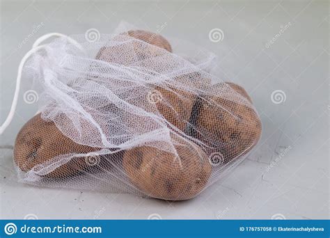 Potatoes In A Handmade Reusable Bag Ecology And Zero Waste Concept