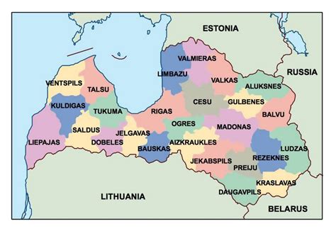 Administrative Map Of Latvia Latvia Europe Mapsland Maps Of The