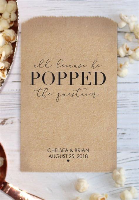 All Because He Popped The Question Wedding Popcorn Bags Etsy