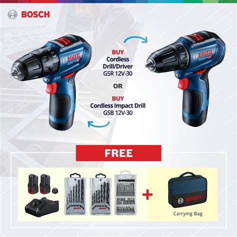 Bosch Professional Gsr 12v 30 Cordless Drill With X Ah Batteries Quick