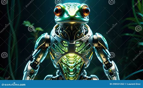 Mechanical Ballet Futuristic Frog Deep Orange Eyes Light Up Hybrid