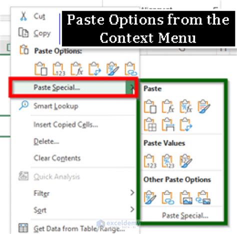 How To Use Paste Options In Excel Exceldemy