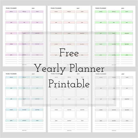 Simple Yearly Planner Printable