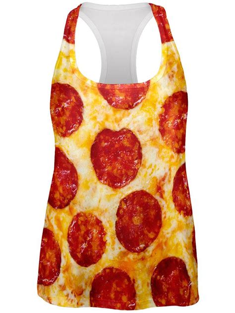 pepperoni pizza costume all over womens racerback tank top