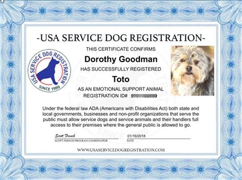 Emotional Support Animal Id Package Includes Id Card Tag And Digital Ce