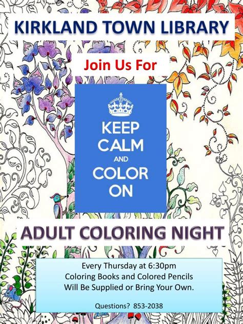 Adult Coloring Night Kirkland Town Library