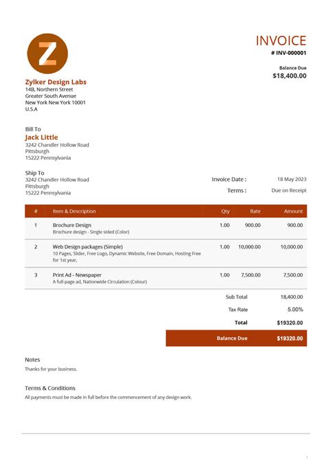 Free Service Invoice Template Professional Invoices For Service
