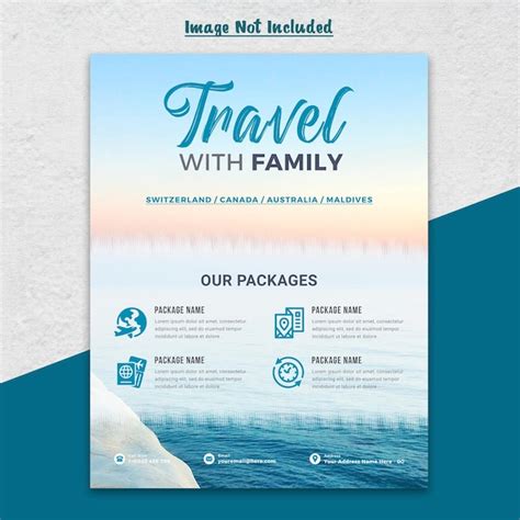 Diseño de volante de negocios y plantilla de portada de folleto para agencia de viajes Archivo