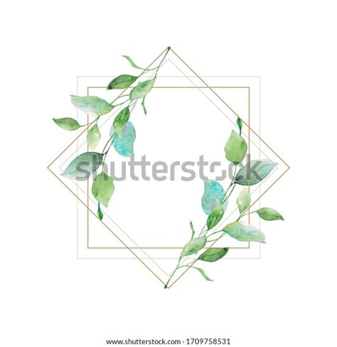 Watercolor Floral Illustration Leaf Wreath Frame Stock Illustration