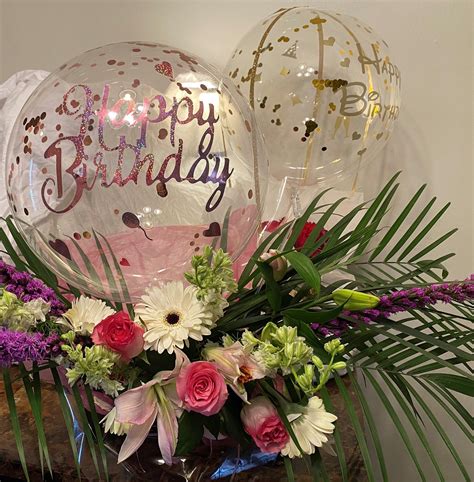 Bubble Happy Birthday Balloons with flowers | Etsy