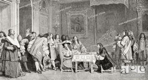 Louis Xiv And Moliere After The Painting By Jean Léon Gérôme Stock