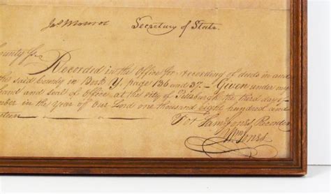 James Madison And James Monroe Signed Deed Lot 372