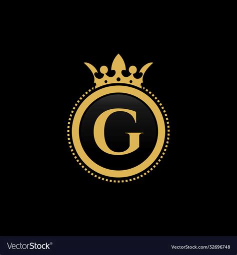 Letter G Royal Crown Luxury Logo Design Royalty Free Vector